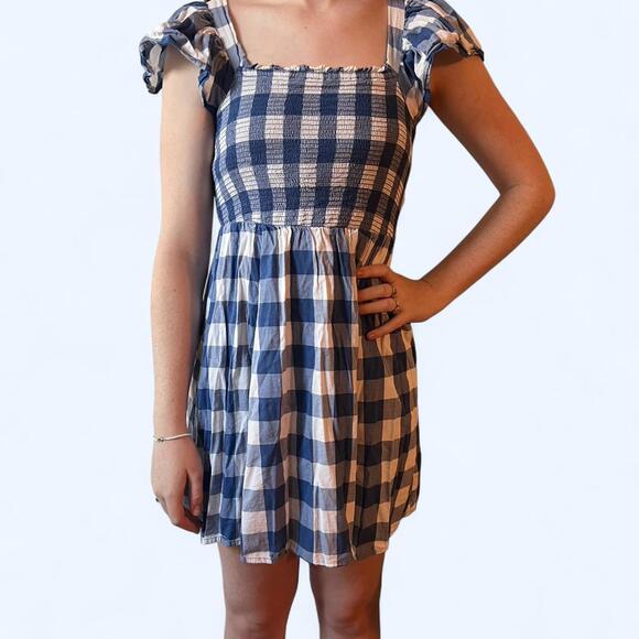 Old Navy Blue and White Gingham Dress  Size XS - Picture 1 of 3